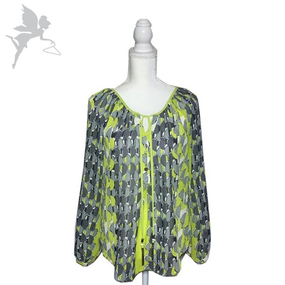 CARMEN MARC VALVO key lime pie graphic print top - Picture 1 of 6